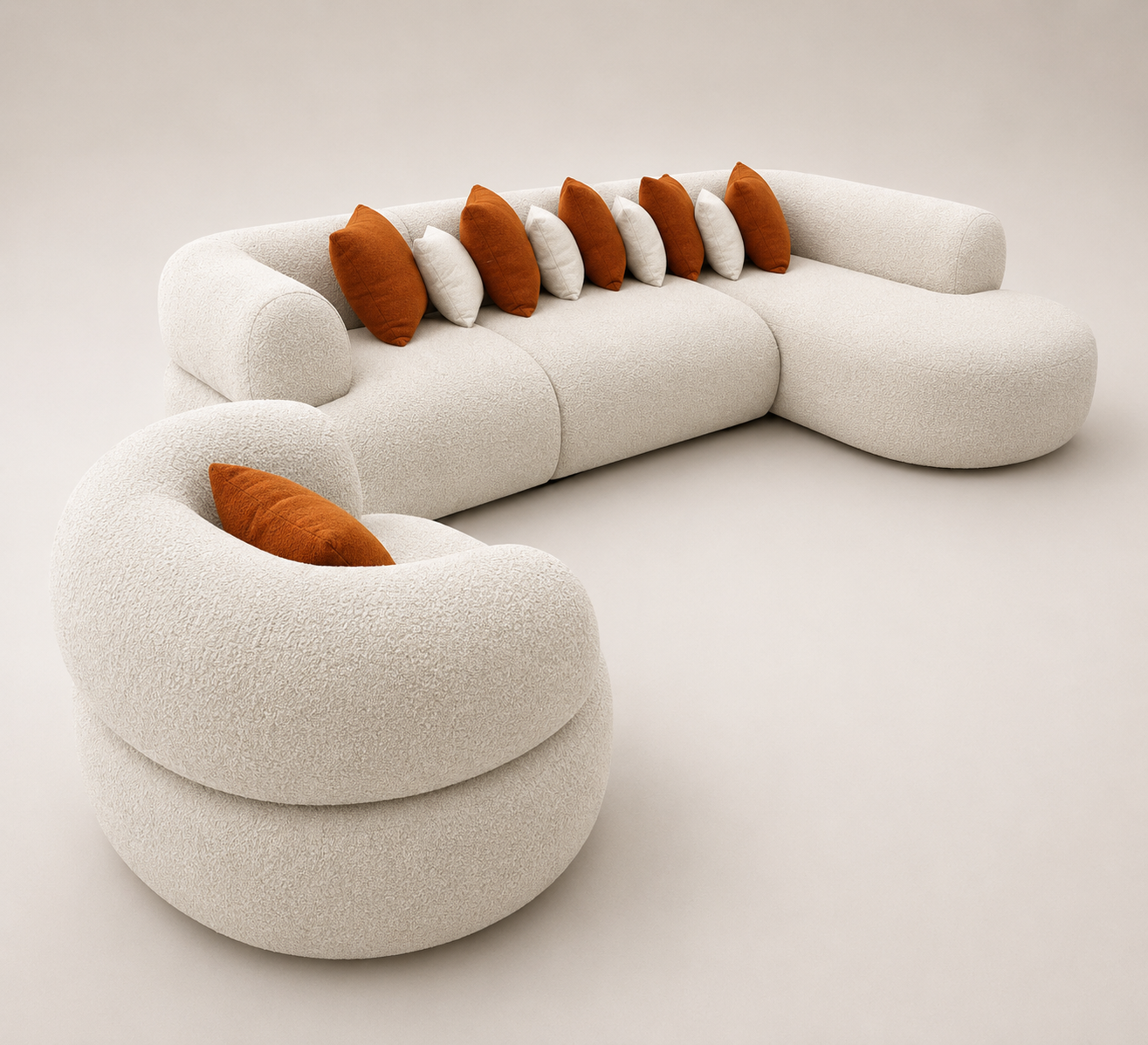 299aab16-6e58-4bc4-9a09-c04304d8e55a Cloud Curve Luxury Sofa Set - Image 1