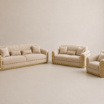 Luxury Beige & Gold Sofa Set – 3+2+1 Seater Collection