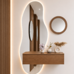 Modern Floating Console Table with LED Mirror
