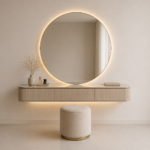 Modern Floating Vanity with LED Round Mirror